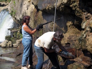 Karen and Mike Working on Old Dam
